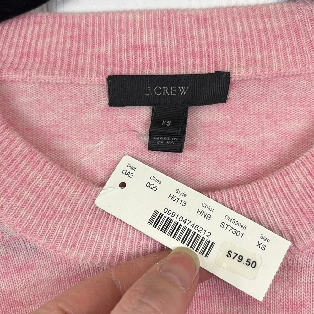 NWT J. Crew pink wool blend ruffled sleeve sweater sz xs